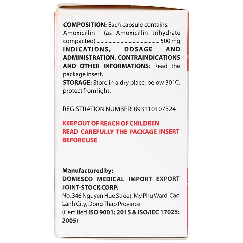 Amoxicillin 500mg điều trị nhiễm khuẩn (10 vỉ x 10 viên) - 4